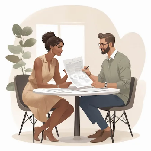 Professionele klantbespreking over besloten omgeving en beveiligde toegang tot klantportaal