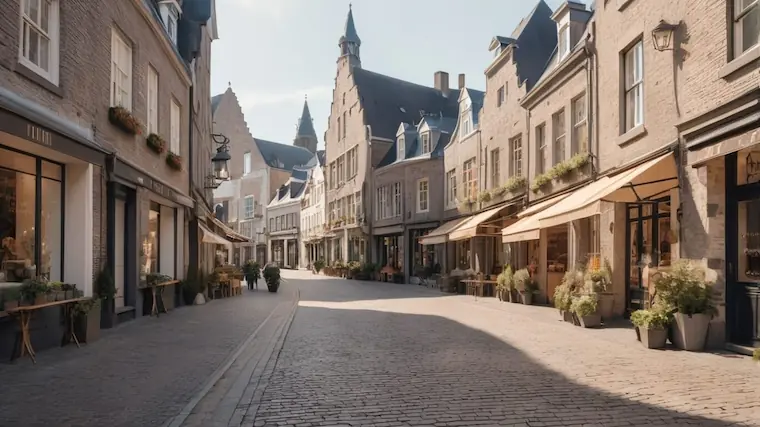 Karakteristieke straat in Maastricht met lokale ondernemers