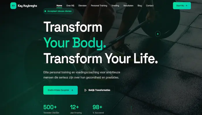 Website voor een voedings/fitness coach